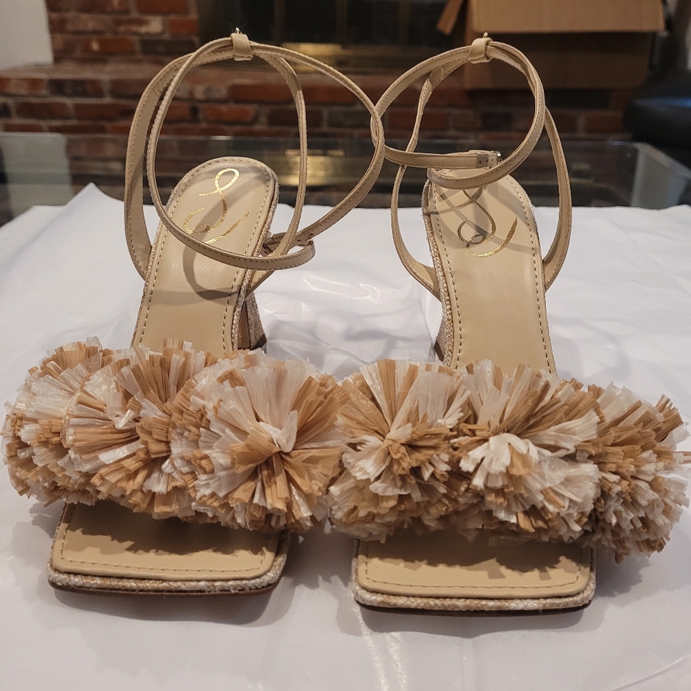 New Sam Edelman Leather Ankle Wrap Heeled Sandals sz 7 - Picture 11 of 15